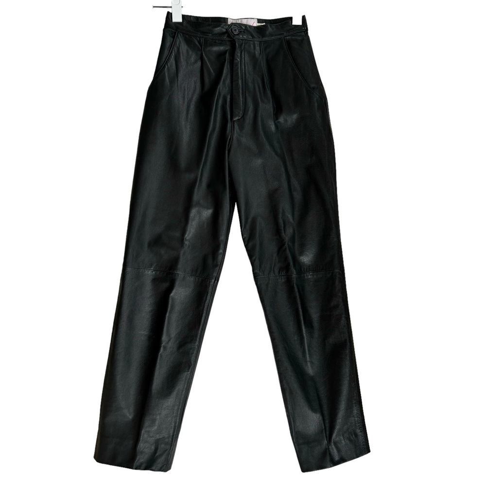 Lerner Leather Pants High Waisted Black Straight Leg